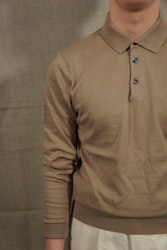 Long Sleeve Polo Pima Cotton - Beige