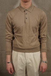 Long Sleeve Polo Pima Cotton - Beige