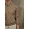 Long Sleeve Polo Pima Cotton - Beige