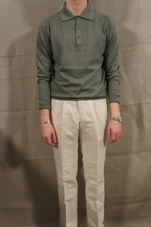 Long Sleeve Polo Pima Cotton - Light Olive Green