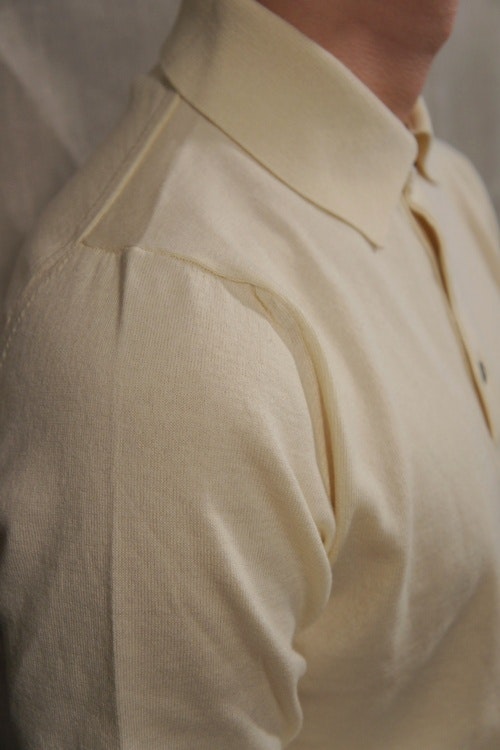 Long Sleeve Polo Pima Cotton - Creme