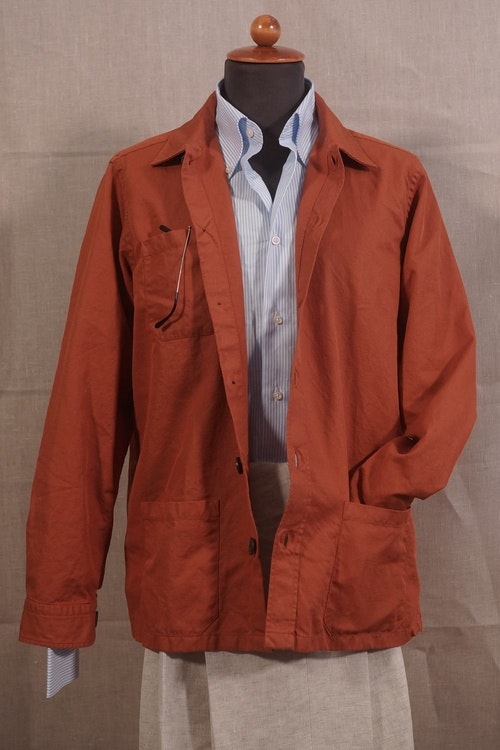 Solid Cotton/Linen Overshirt - Rust