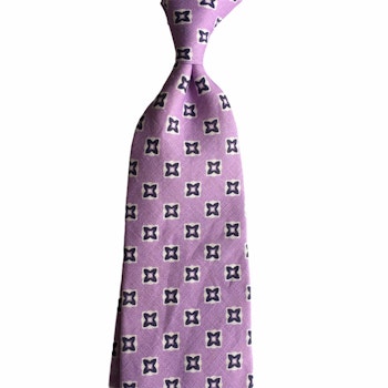 Floral Linen Tie - Light Purple/White/Navy Blue