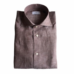 Solid Linen Shirt - Cutaway - Brown
