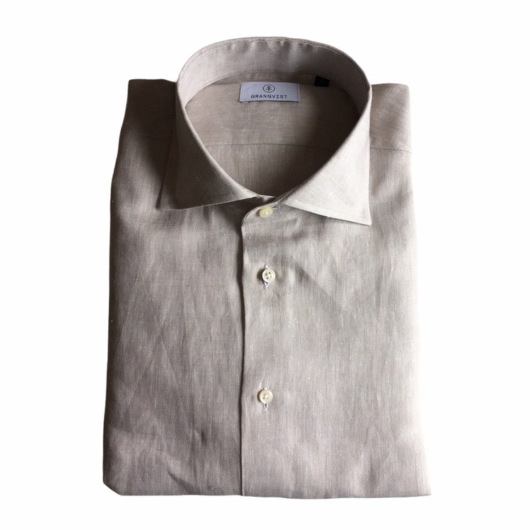Solid Linen Shirt - Cutaway - Beige