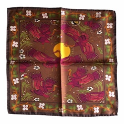 Stork Silk Pocket Square - Brown