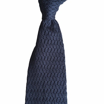 Zigzag Solid Knitted Silk Tie - Light Navy Blue