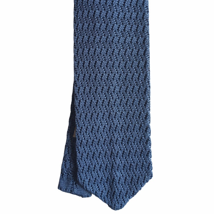 Zigzag Solid Knitted Silk Tie - Light Blue