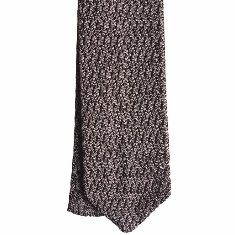 Zigzag Solid Knitted Silk Tie - Grey