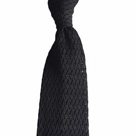 Zigzag Solid Knitted Silk Tie - Black