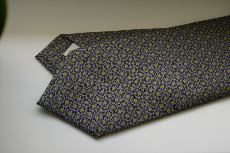 Micro Printed Silk Tie - Green/Purple