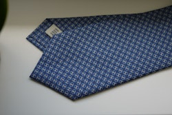 Micro Printed Silk Tie - Navy Blue/Light Blue/White