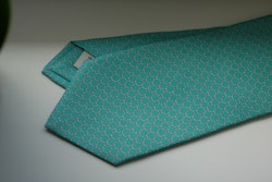 Micro Printed Silk Tie - Turquoise/White