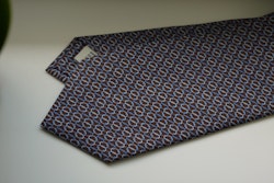 Micro Printed Silk Tie - Brown/Light Blue
