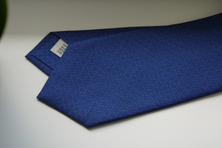 Micro Printed Silk Tie - Mid Blue/Light Blue