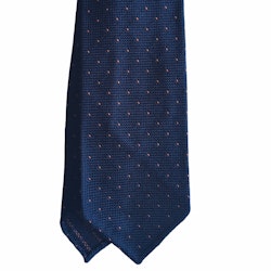 Pindot Silk Grenadine Tie - Untipped - Navy Blue/Brown