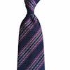 Regimental Silk Grenadine Tie - Untipped - Navy Blue/Pink/White