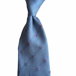 Floral Silk Grenadine Tie - Untipped - Light Blue/Red/Navy Blue