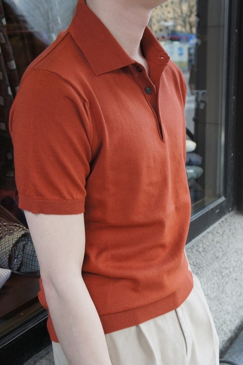 Short Sleeve Polo Pima Cotton - Rust