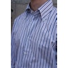 Flerrandig Poplinskjorta - Button Down - Vit/Vinröd/Mörkblå