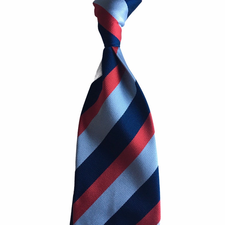 Regimental Rep Silk Tie - Untipped - Navy Blue/Light Blue/Red