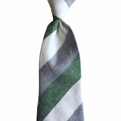 Regimental Cotton/Silk Tie - Untipped - Grey/White/Green