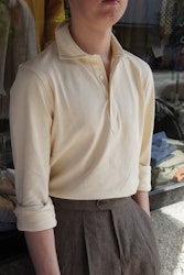 Solid Long Sleeve Polo Shirt - Cutaway - Cream