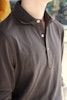 Solid Long Sleeve Polo Shirt - Cutaway - Dark Brown