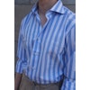 Wide Stripe Poplin Shirt - Cutaway - Light Blue/White