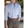 Thin Stripe Oxford Shirt - Cutaway -Light Blue/White