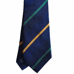 Regimental Silk Tie - Navy Blue/Dark Green/Mustard