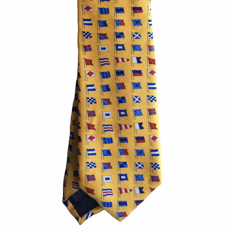 Flag Printed Silk Tie - Yellow/Light Blue/Red