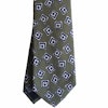 Floral Printed Silk Tie - Olive Green/Navy Blue/White