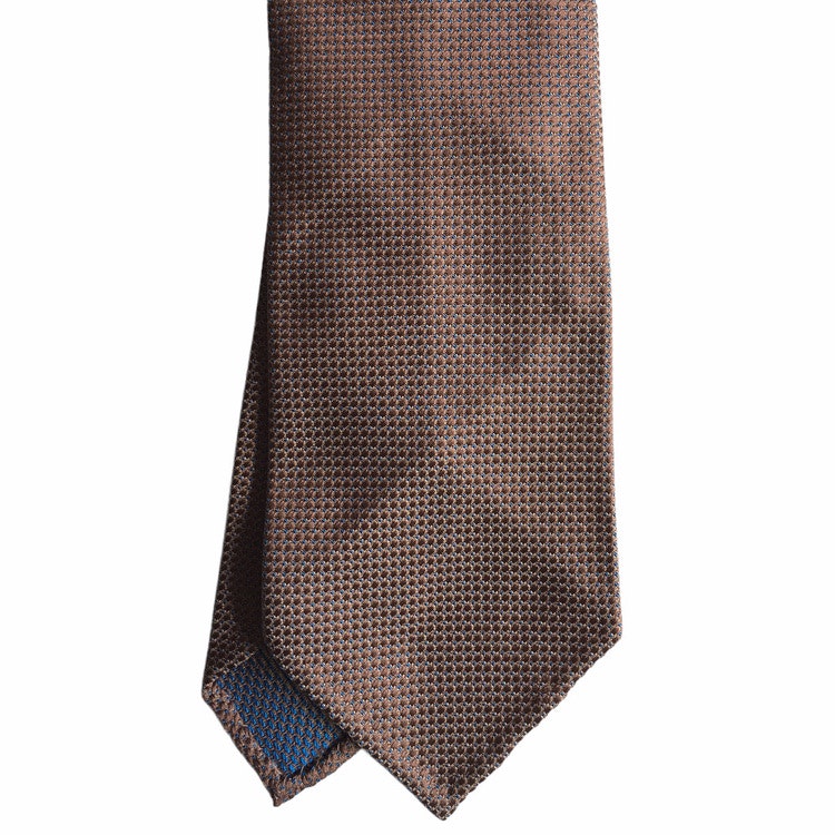 Micro Rep Silk Tie - Untipped - Beige/Light Blue