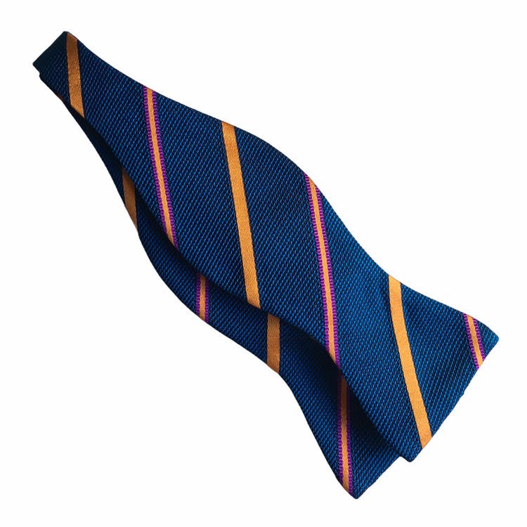 Regimental Grenadine Bow Tie - Petrol/Orange/Purple