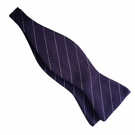 Regimental Grenadine Bow Tie - Dark Purple/White