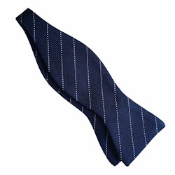 Regimental Grenadine Bow Tie - Navy Blue/White