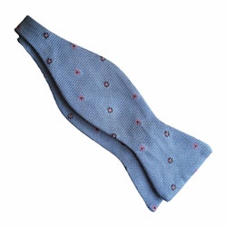 Floral Grenadine Bow Tie - Light Blue/Navy Blue/Pink