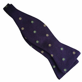 Floral Grenadine Bow Tie - Dark Purple/Green/Yellow