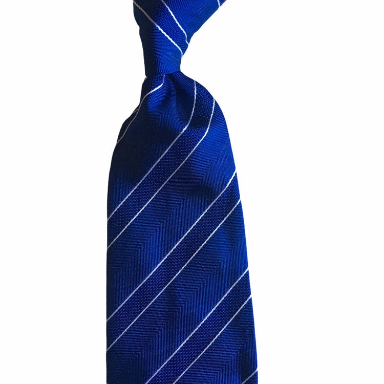 Regimental Silk Tie - Untipped - Mid Blue/White