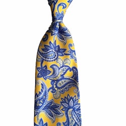 Paisley Printed Silk Tie - Yellow/Light Blue
