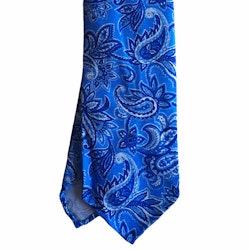 Paisley Printed Silk Tie - Untipped - Light Blue/Navy Blue