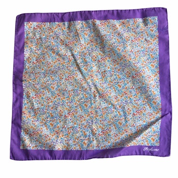 Floral Cotton Pocket Square - Purple/Orange/Light Blue/White