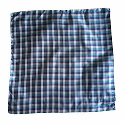 Check Silk Pocket Square - Grey/Light Blue/Turquoise