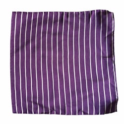 Striped Silk Pocket Square - Purple/White