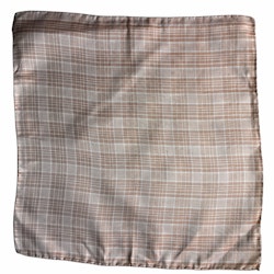 Plaid Silk Pocket Square - Caramel/Beige/White