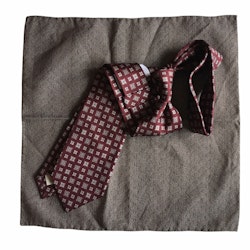 Kit - Printed silk tie and pocket square - Burgundy/Brown