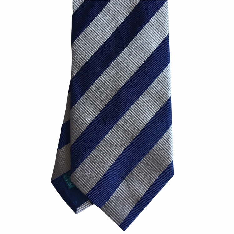 Regimental rep Silk Tie - Beige/Navy Blue
