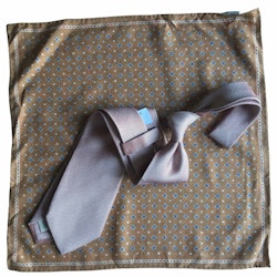 Kit - Textured silk tie and floral silk pocket square - Caramel/Orange