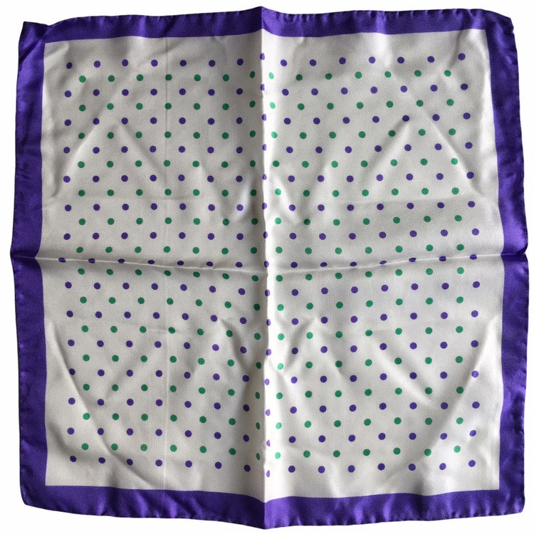Silk Polka dot - White/Purple/Green